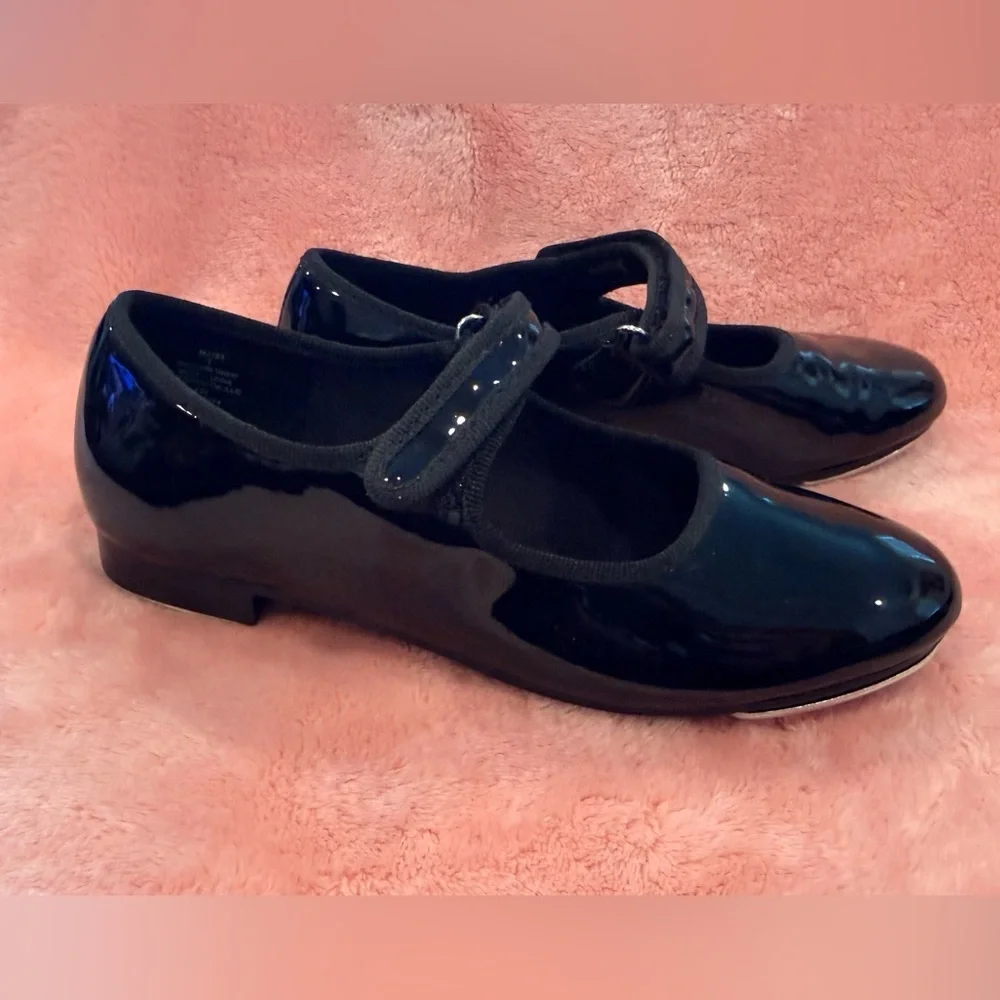 Dance Class Black Tap glossy Shoes Girls Size 1 – Tap Plates performance jazz